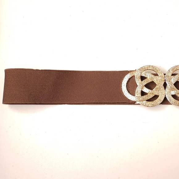 Chico’s One Size Stretch Boho Brown Gold Buckle Belt - Picture 4 of 13